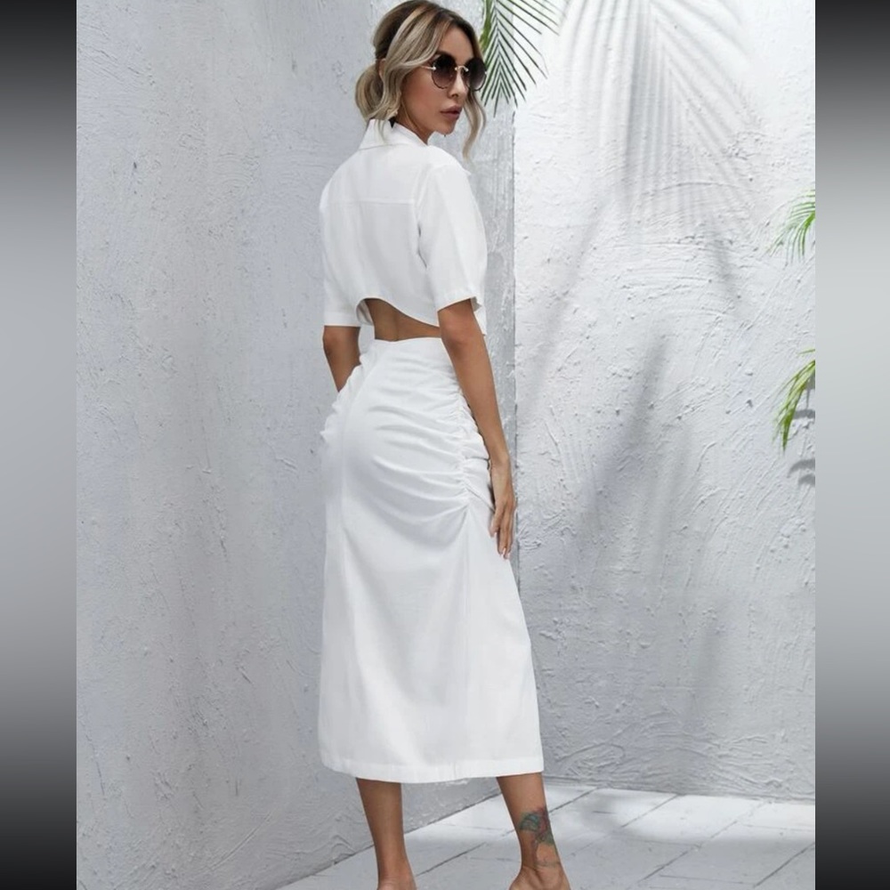 Cut out ruched dress